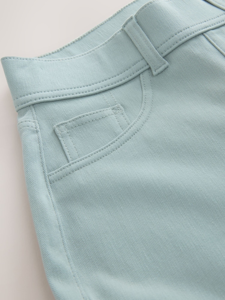 Light Sage Green Jersey Denim Wide Leg Trousers - Image 2 of 3