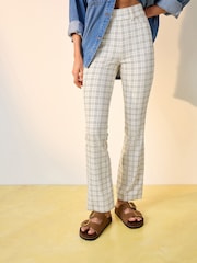 Ecru/Brown Checked Bootcut Leggings - Image 1 of 8