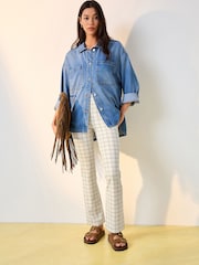 Ecru/Brown Checked Bootcut Leggings - Image 2 of 8