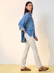 Ecru/Brown Checked Bootcut Leggings - Image 3 of 8