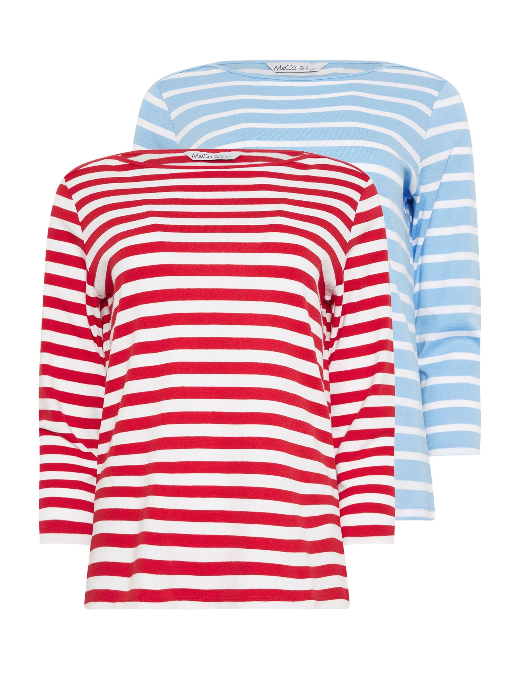 Buy M&Co White Stripe Slash Neck Tops 2 Pack from Next South Africa