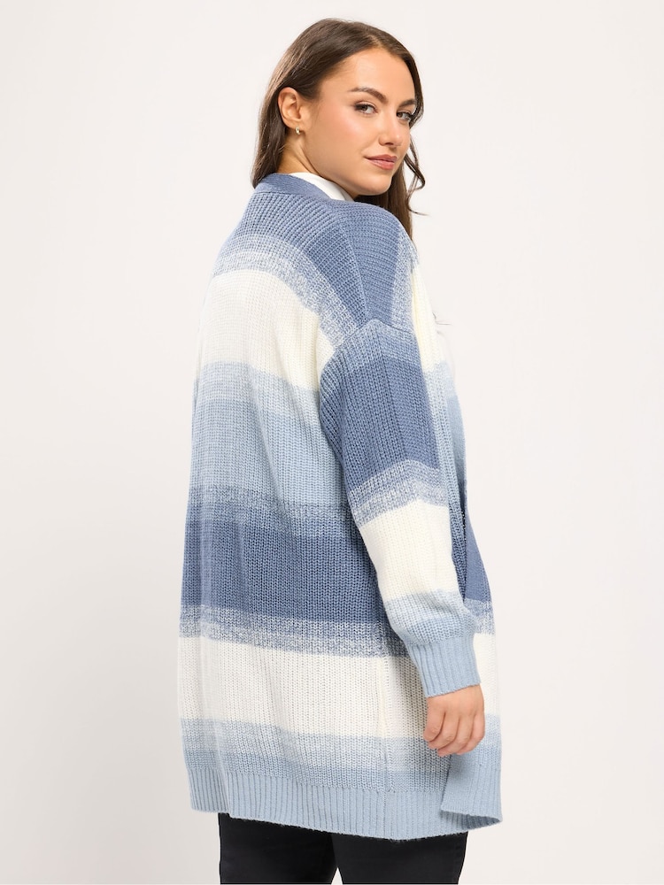 Yours Curve Blue Colourblock Midi Cardigan - Image 2 of 5 Yours Curve Blue Colourblock Midi Cardigan - Image 2 of 5