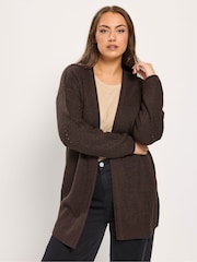 Yours Curve Brown Essential Knitted Cardigan - Image 1 of 5