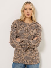 Long Tall Sally Natural Floral Placket Raglan Blouse - Image 1 of 5