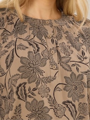 Long Tall Sally Natural Floral Placket Raglan Blouse - Image 4 of 5