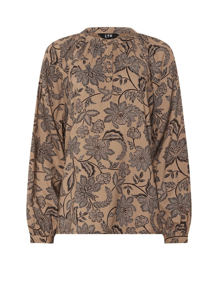 Long Tall Sally Natural Floral Placket Raglan Blouse - Image 5 of 5