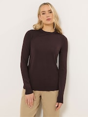 Long Tall Sally Brown Fine Gauge Crew Neck Jumper - Image 1 of 5