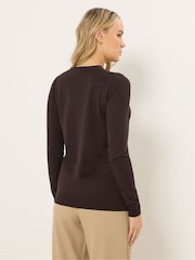 Long Tall Sally Brown Fine Gauge Crew Neck Jumper - Image 3 of 5