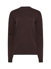 Long Tall Sally Brown Fine Gauge Crew Neck Jumper - Image 5 of 5