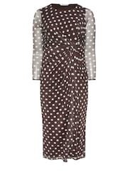 Yours Curve Brown London Side Knot Dress - Image 5 of 5