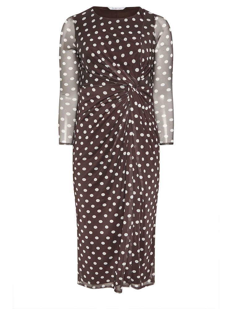 Yours Curve Brown London Side Knot Dress - Image 5 of 5 Yours Curve Brown London Side Knot Dress - Image 5 of 5