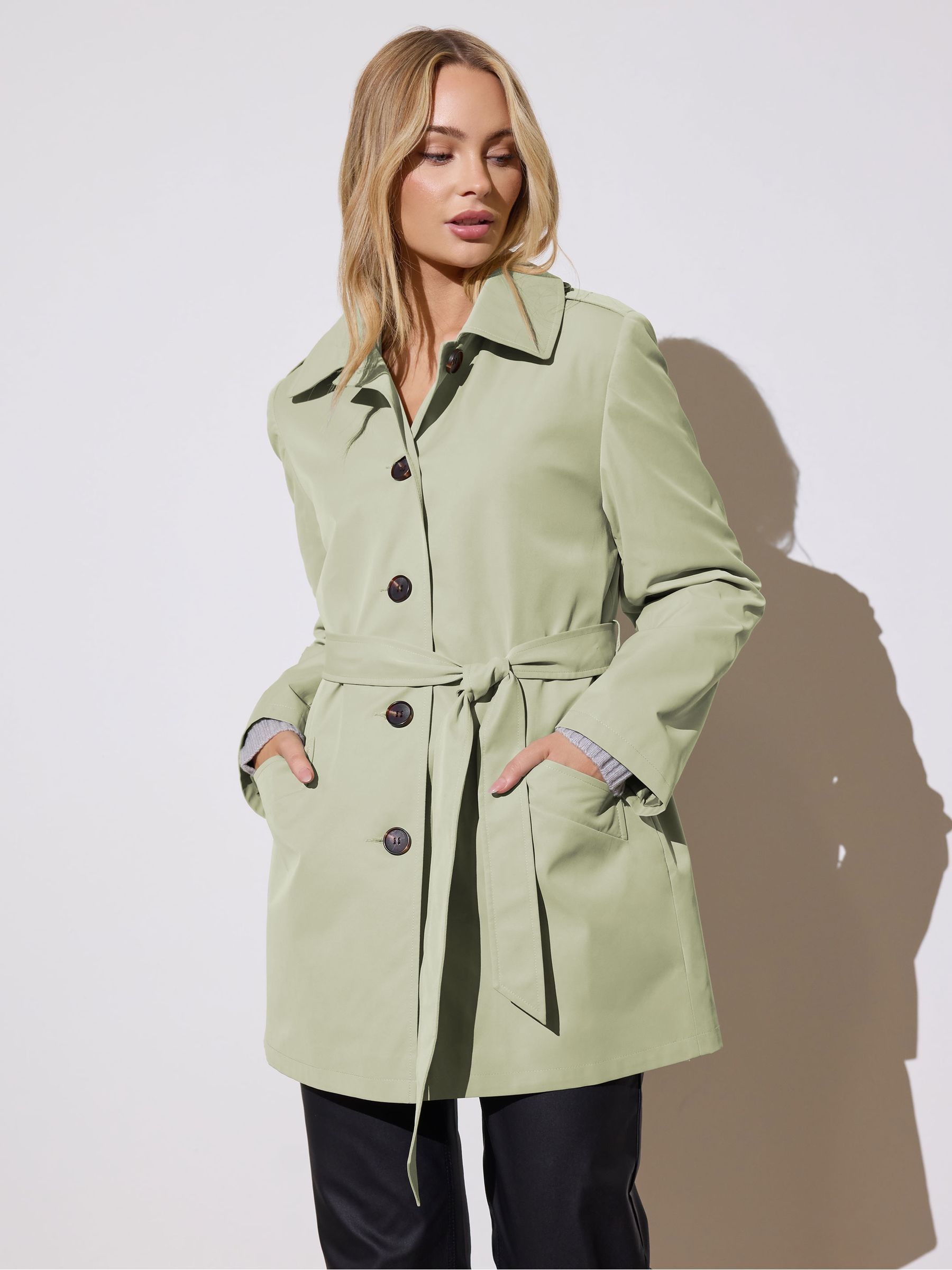 M & Co Women's Green Short Belted Jacket