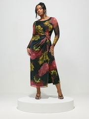 Yours Curve Black London Side Knot Dress - Image 1 of 5