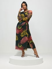 Yours Curve Black London Side Knot Dress - Image 2 of 5