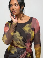 Yours Curve Black London Side Knot Dress - Image 4 of 5