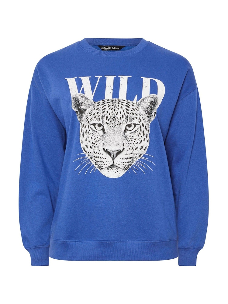 Yours Curve Blue Limited Wild Sweat Top - Image 2 of 2 Yours Curve Blue Limited Wild Sweat Top - Image 2 of 2