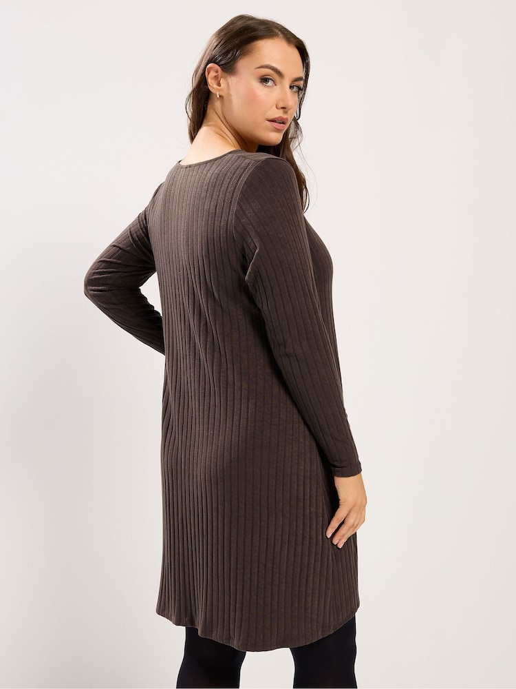 Yours Curve Short Flare Wide Ribbed Dress - Bilde 2 av 5 Yours Curve Short Flare Wide Ribbed Dress - Bilde 2 av 5