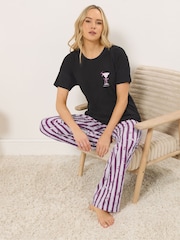 Long Tall Sally Black Short Sleeve Wide Leg Pyjamas Set - Image 1 of 5