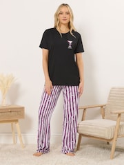Long Tall Sally Black Short Sleeve Wide Leg Pyjamas Set - Image 2 of 5