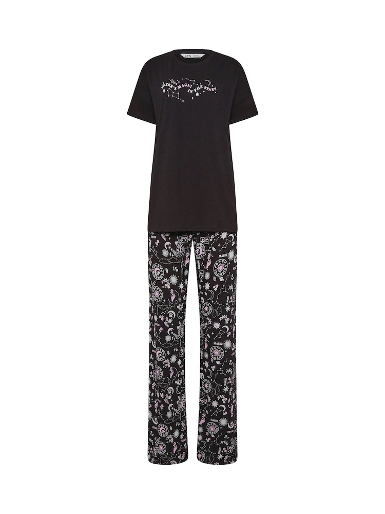 Long Tall Sally Black Ground Short Sleeve Wide Leg Pyjamas Set - Image 5 of 5 Long Tall Sally Black Ground Short Sleeve Wide Leg Pyjamas Set - Image 5 of 5