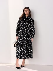 Black/White Poka Dot Tabitha Simmons X Next Drop Waist Midi Skirt - Image 1 of 5