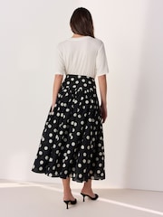 Black/White Poka Dot Tabitha Simmons X Next Drop Waist Midi Skirt - Image 4 of 5