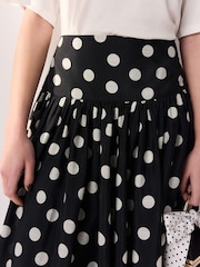 Black/White Poka Dot Tabitha Simmons X Next Drop Waist Midi Skirt - Image 5 of 5