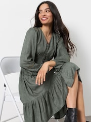 ზეთისხილისფერი მწვანე - FatFace Jacquard Mini Dress - სურათი 4 5-დან