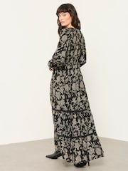 FatFace Eden Black Dot Floral Jacquard Maxi Dress - Image 2 of 5