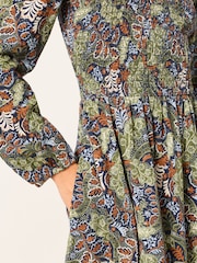 FatFace Demi Navy Decorative Floral Midi Jersey Dress - Image 5 of 6