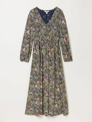 FatFace Demi Navy Decorative Floral Midi Jersey Dress - Image 6 of 6