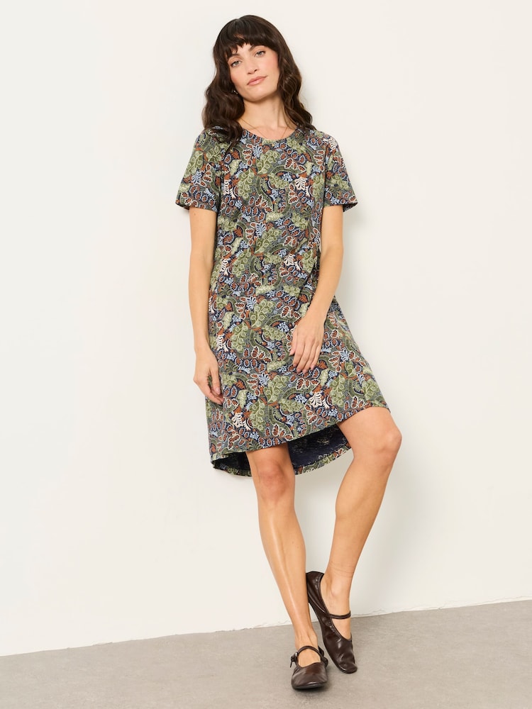 FatFace Simone Navy Decorative Floral Jersey Dress - Image 1 of 6