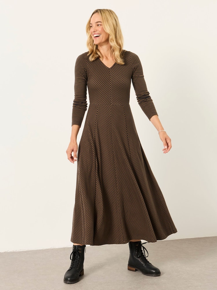 FatFace Polly Navy Stripe Midaxi Jersey Dress - Image 1 of 6 FatFace Polly Navy Stripe Midaxi Jersey Dress - Image 1 of 6