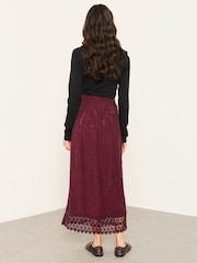 FatFace Sophie Dark Purple Jacquard Midaxi Skirt - Image 2 of 6