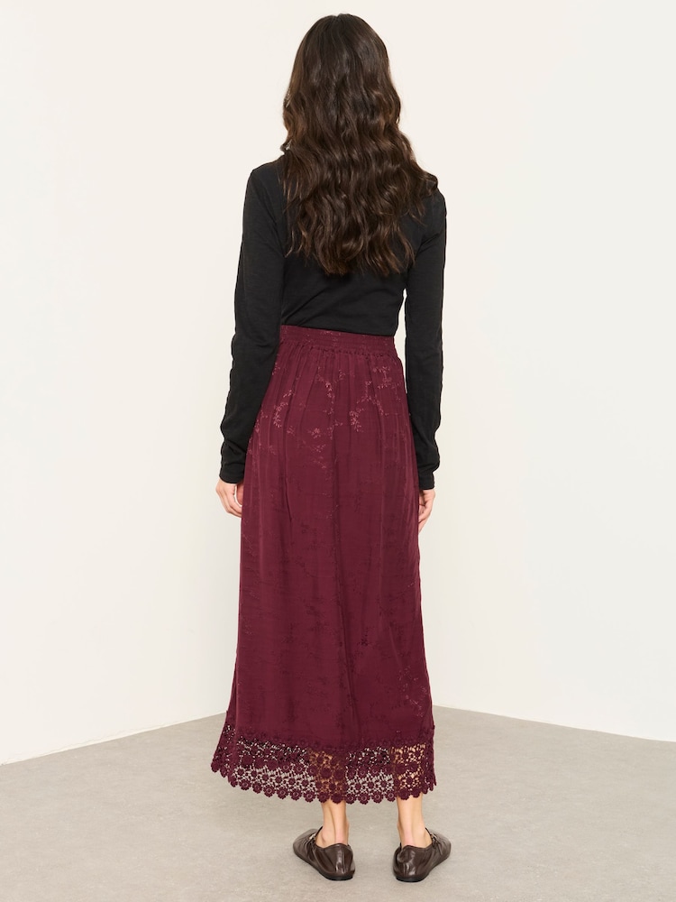FatFace Sophie Dark Purple Jacquard Midaxi Skirt - Image 2 of 6 FatFace Sophie Dark Purple Jacquard Midaxi Skirt - Image 2 of 6