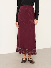 FatFace Sophie Dark Purple Jacquard Midaxi Skirt - Image 4 of 6
