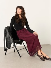 FatFace Sophie Dark Purple Jacquard Midaxi Skirt - Image 5 of 6