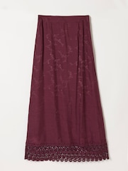 FatFace Sophie Dark Purple Jacquard Midaxi Skirt - Image 6 of 6