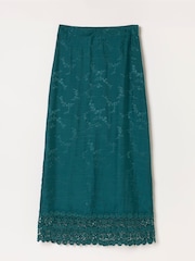 FatFace Sophie Teal Blue Jacquard Midaxi Skirt - Image 6 of 6