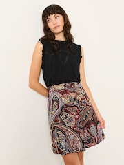 FatFace Ziva Dark Purple Jacquard Skirt - Image 1 of 6