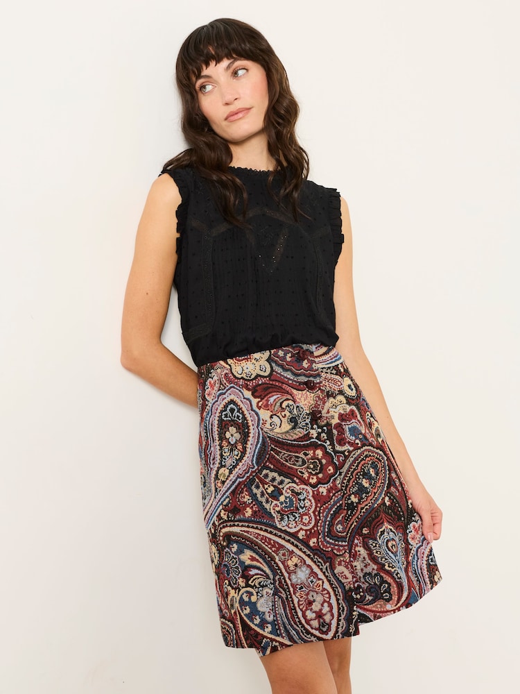 FatFace Ziva Dark Purple Jacquard Skirt - Image 1 of 6 FatFace Ziva Dark Purple Jacquard Skirt - Image 1 of 6