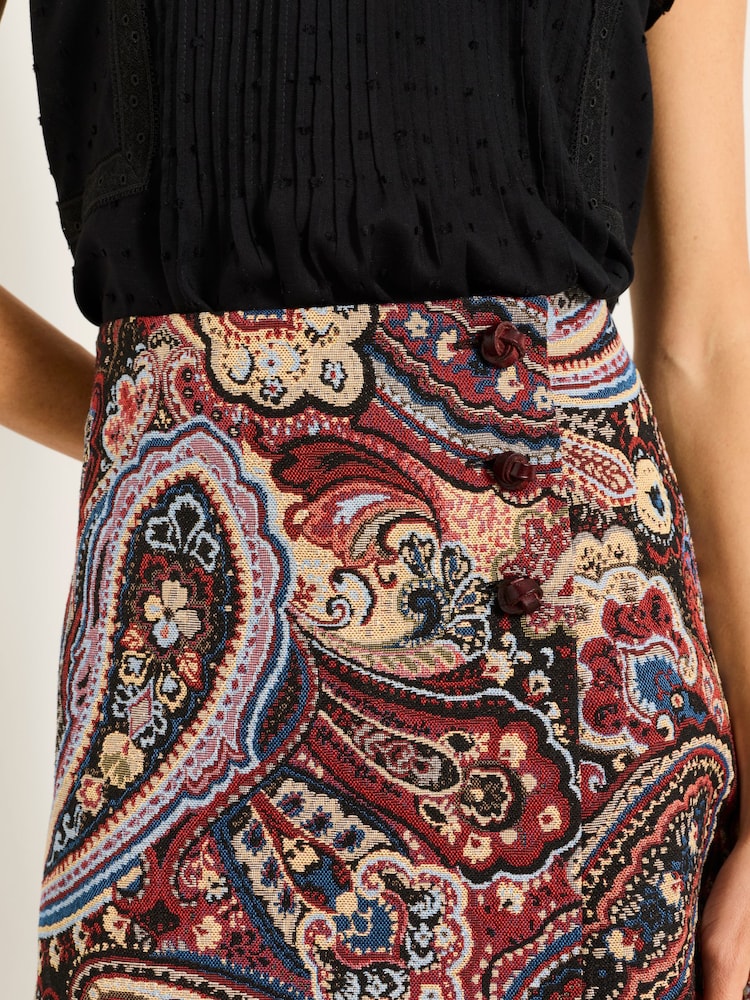 FatFace Ziva Dark Purple Jacquard Skirt - Image 2 of 6 FatFace Ziva Dark Purple Jacquard Skirt - Image 2 of 6
