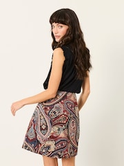 FatFace Ziva Dark Purple Jacquard Skirt - Image 3 of 6