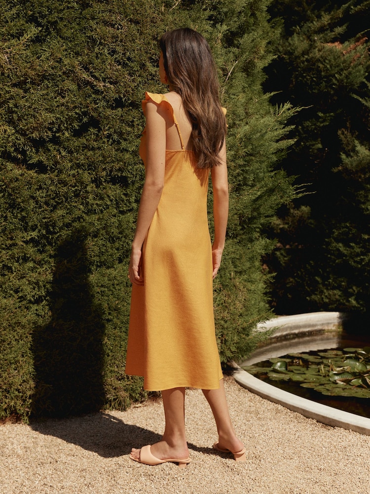 orange linen midi dress Buy Roman Orange Linen Look Button Midi Dress from Next USA