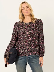 FatFace Sofia Brown Winter Floral Embroidered Blouse - Image 1 of 6