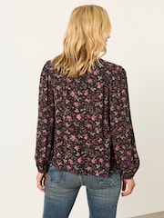 FatFace Sofia Brown Winter Floral Embroidered Blouse - Image 2 of 6