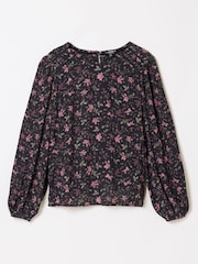 FatFace Sofia Brown Winter Floral Embroidered Blouse - Image 6 of 6