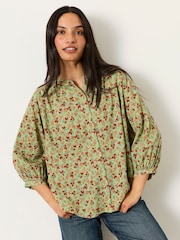 FatFace Ellen Sage Green Acorn Blouse - Image 1 of 7