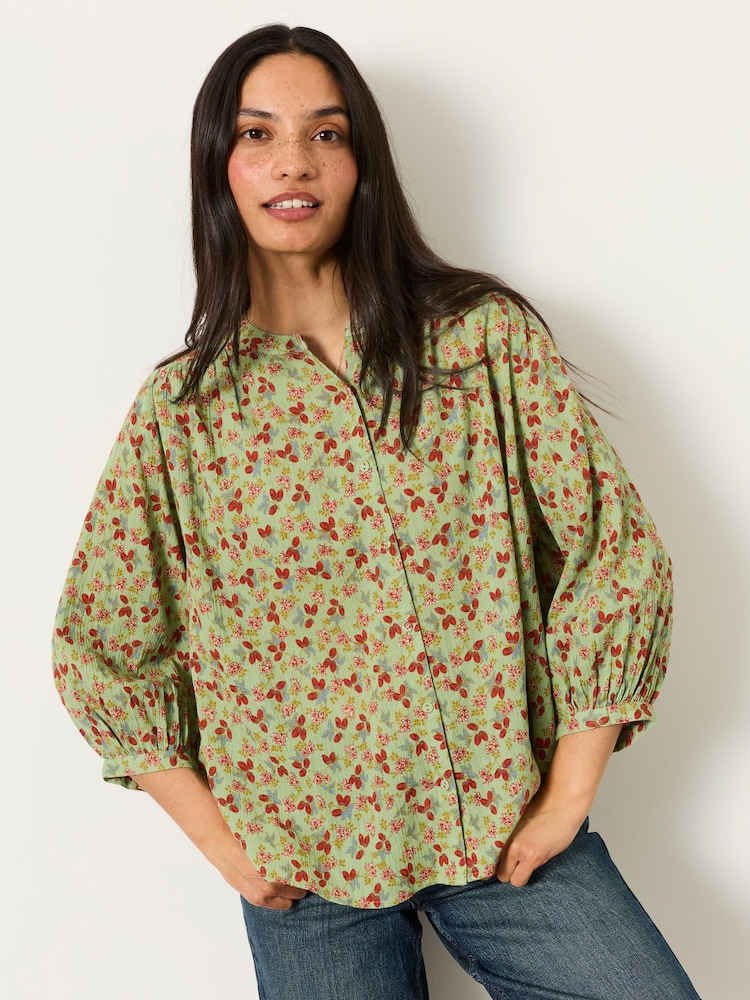 FatFace Ellen Sage Green Acorn Blouse - Image 1 of 7 FatFace Ellen Sage Green Acorn Blouse - Image 1 of 7