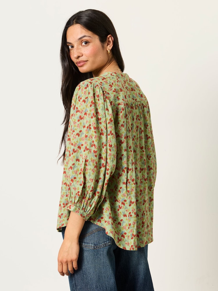 FatFace Ellen Sage Green Acorn Blouse - Image 2 of 7 FatFace Ellen Sage Green Acorn Blouse - Image 2 of 7